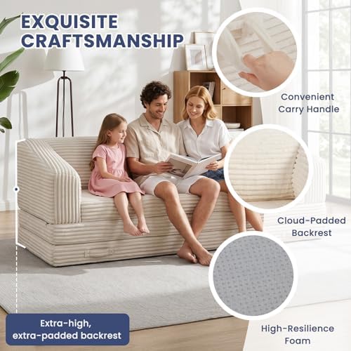 70” Folding Sofa Bed, 3-in-1 Convertible Triple Floor Couch Bed - Image 6