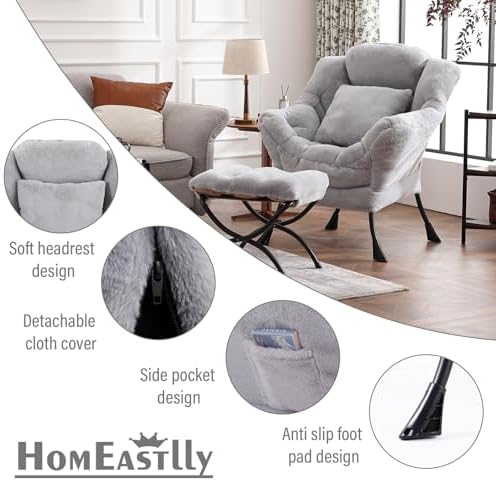 Lazy Chair with Ottoman, Comfy Reading Chair - Image 6