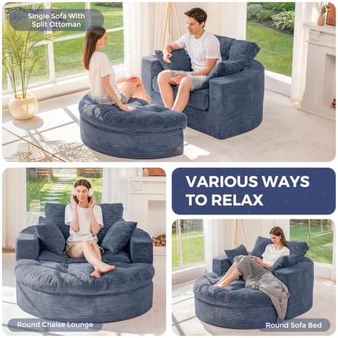 MAXYOYO Oversized Round Chaise Lounge Sofa, Boneless Chair - Image 4
