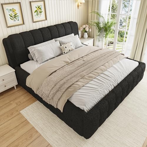 SOFTSEA King Size Upholstered Platform Bed, Fleece Floor Bed - Image 4