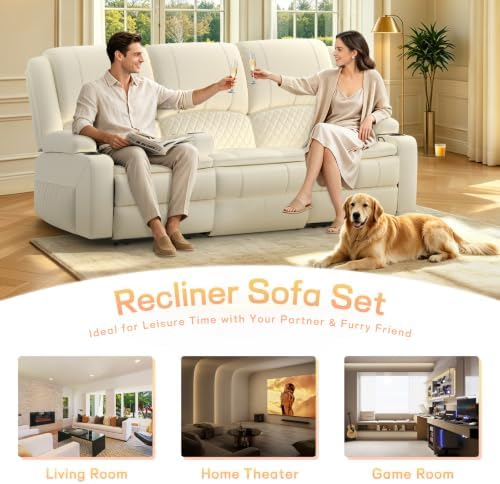 3 Seater Reclining Sofa with Multi-Functional Middle Seat - Image 3