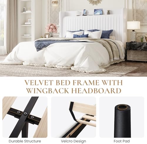 SHA CERLIN King Size Velvet Bed Frame - Image 5