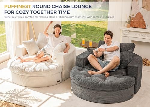 MAXYOYO Oversized Round Chaise Lounge Sofa, Boneless Chair - Image 4