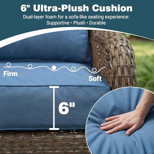 Patio Furniture Set with 6" Cushions, 5-Pieces Outdoor Furniture - Image 2