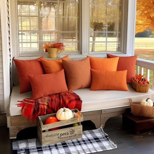 MIULEE Decorative Outdoor Pillow Covers Fall 16x16 Burnt Orange - Image 4