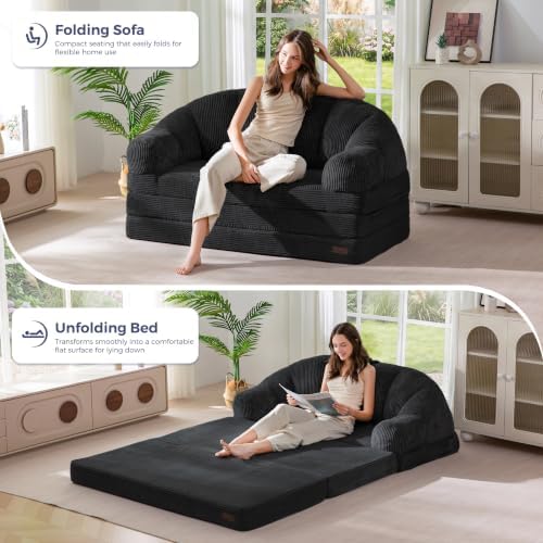 MAXYOYO Folding Sofa Bed with Backrest, Boneless Fold Out Couch with Handle - Image 5