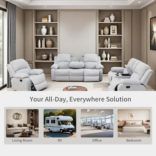 Manual Reclining Couch Sofa Set - Image 6