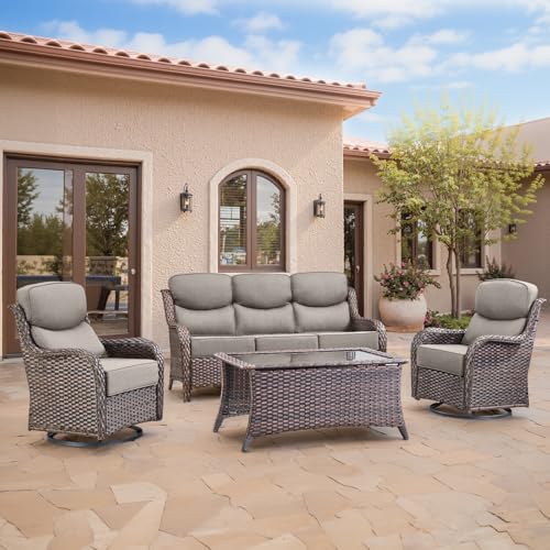 Swivel Patio Chairs sofa Set of 4 by Bellefurn
