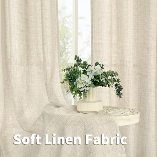 YoungsTex Linen Kitchen Window Curtains 40 Inch Length, Small Semi Sheer Drapes - Image 3