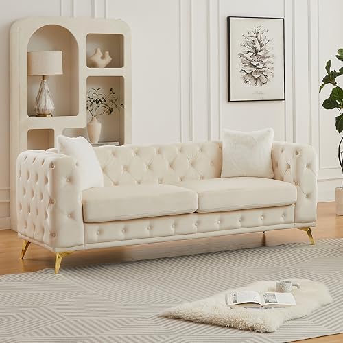 KEIKI 83" Luxury Oversized Velvet Chesterfield Sofa - Image 3