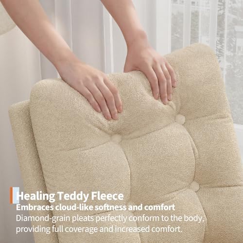 GarveeHome Nursery Rocking Chair, Teddy Fleece Upholstery, Sturdy Wooden Legs & - Image 5
