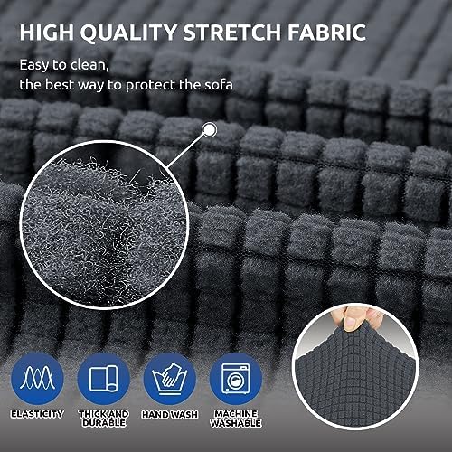 KEKUOU Stretch Couch Covers for Sofa, 3 Cushion Couch Slipcover - Image 5