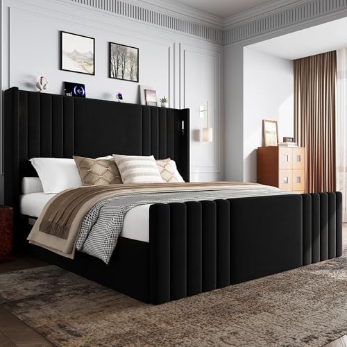 55" Tall Queen Size Platform Bed Frame by UTEERAN