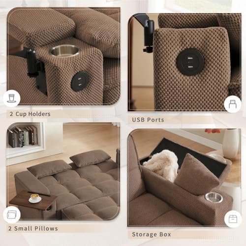 oaaktu Large Size Convertible Sleeper Sofa Bed, Polka dot Velvet Pull Out Futon - Image 5