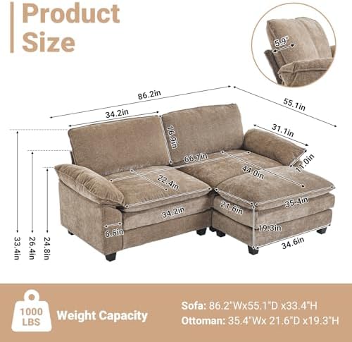 VINGLI Convertible Sectional Loveseat Sofa - Image 2