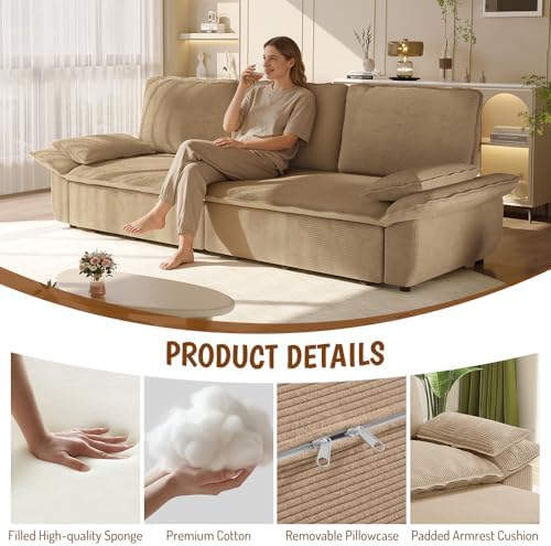 94.5" King Size Sleeper Sofa Bed, 3-in-1 Convertible Pull Out Couch - Image 5