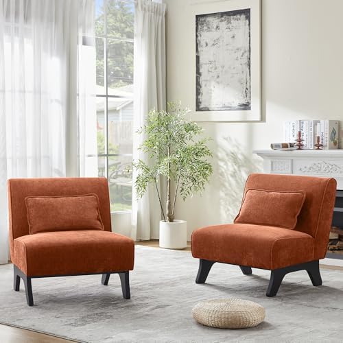 Armless Accent Chairs Set of 2 Upholstered Living Room Side Chairs - Image 3