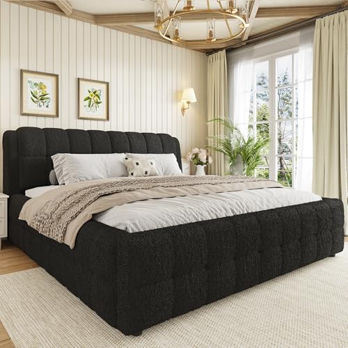 SOFTSEA King Size Upholstered Platform Bed, Fleece Floor Bed - Image 3