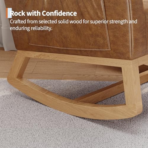 GarveeHome Nursery Rocking Chair, Breathable PU Leather Upholstery, Sturdy - Image 7