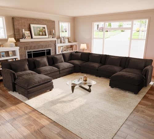 ELUCHANG 150" Oversized Modular Sectional Sofa, Comfy Chenille Cloud Couch by ELUCHANG