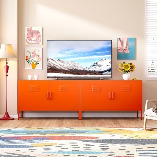 SISESOL Orange Metal Storage Cabinet - Image 3