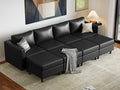 ABCASA 118.5" Faux Leather Luxury Modular Sleeper Sofa Bed by ABCASA