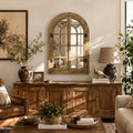 Dorlicecass Natural Wood Arched Wall Decor Window Mirror 24"x36" Single by Dorlicecass