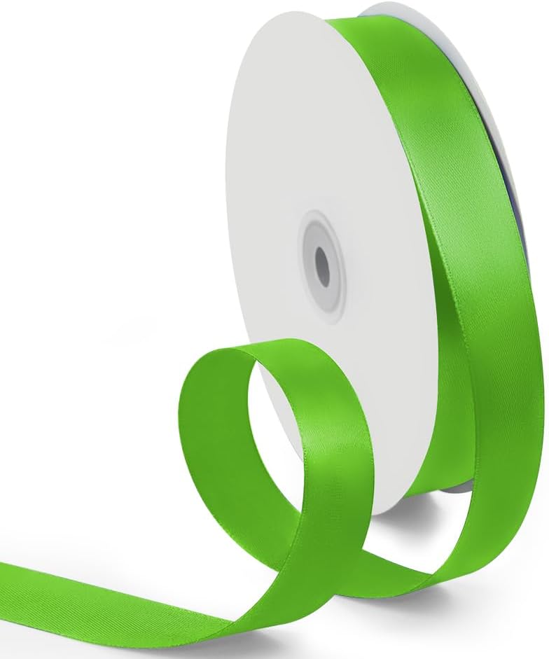 1 Inch 100 Yards Satin Ribbon Apple Green, Solid Color Fabric Ribbon for Gift Wrapping, Wedding, Polyester Gift Ribbon for Birthday Party Decoration, Craft, Hair, Floral, Sewing