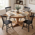 59" Round Dining Table for 6-8, Reclaimed Pine Wood Kitchen Table by DMFurniture