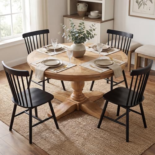 59" Round Dining Table for 6-8, Reclaimed Pine Wood Kitchen Table by DMFurniture