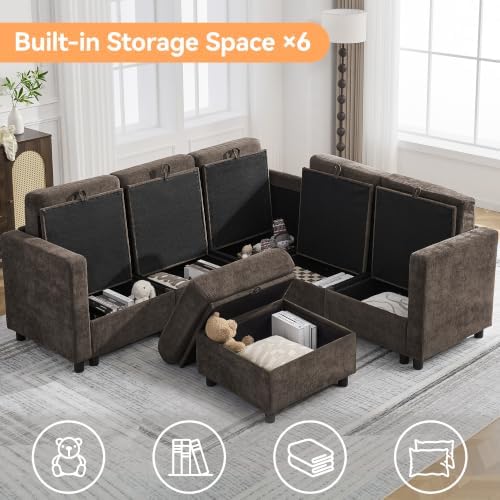 81'' V Shaped Modular Sofa, Storage Sectional Couch - Image 3