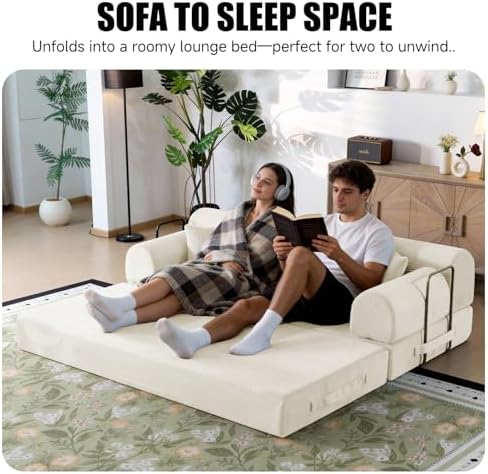 79" Memory Foam Sofa Bed, High Backrest Convertible Futon Boneless Couch - Image 6