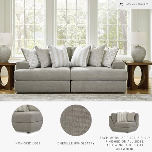 Signature Design by Ashley Deep Seat Modular Sectional Loveseat, Ash Gray - Image 3