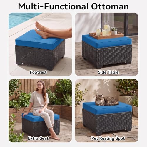 Aoxun 2 Piece Patio Sofa Ottomans - Image 5