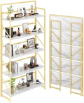 JSB 5Tier No Assembly Folding Bookshelf, 30.3" Wide Foldable Storage Bookcase by HomeFurniture