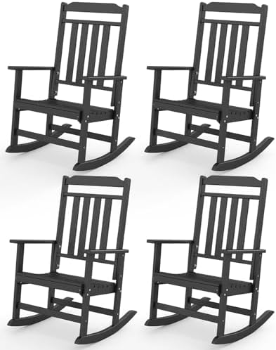 GREENVINES Classic Outdoor-Rocking-Chairs-Set-of-4, HDPE Rocker by GreenVines