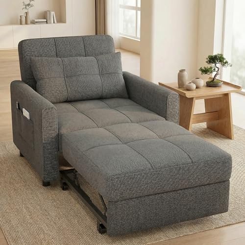 Gizoon 3-in-1 Convertible Sofa Bed Chair, Pullout Sleeper, Adjustable Back by Gizoon