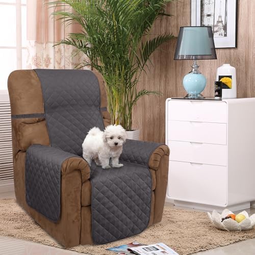 U-NICE HOME Reversible Recliner Chair Covers, Dark Grey/Light Grey - Image 2