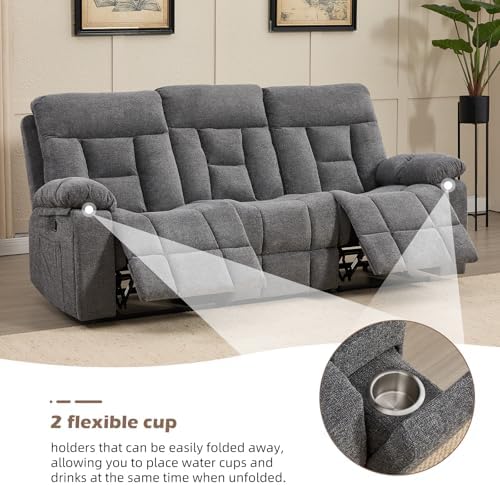CANMOV 3 Seat Manual Recliner Sofa, Modern Reclining Sofa - Image 7