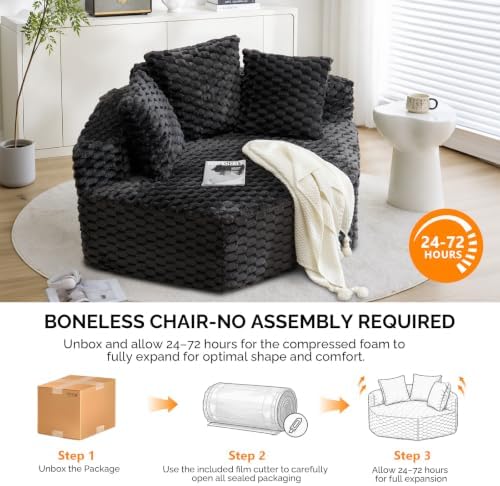 VINGLI Hexagon Boneless Chair, Modern Modular Chaise Lounge Sofa Bed, Corner - Image 4