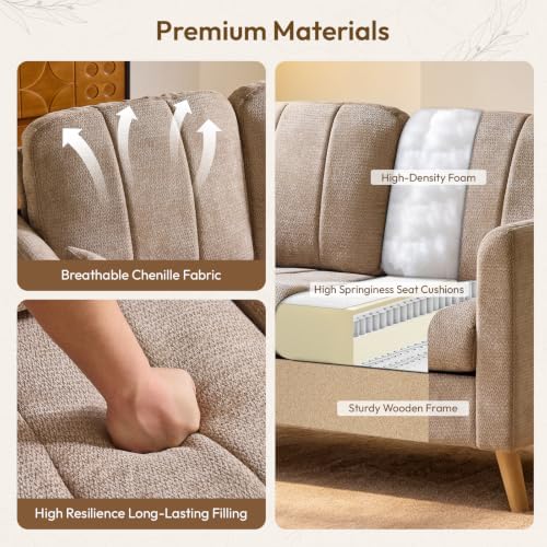 VINGLI 47.2" Tufted Chenille Loveseat, 7.9" Thick Padded Back - Image 7