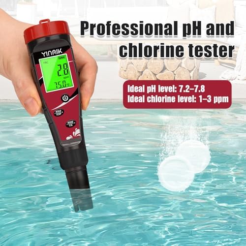 YINMIK Pool Chlorine pH Meter Digital Salt pH Tester - Image 2