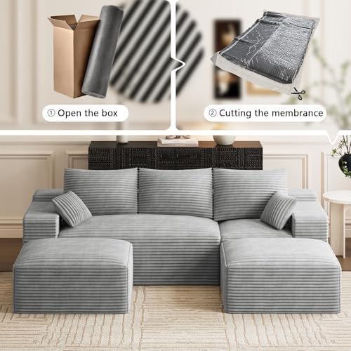 ONEMMLION 108" Oversized Cloud Boneless Couch Modular Sofas, Light Grey - Image 6