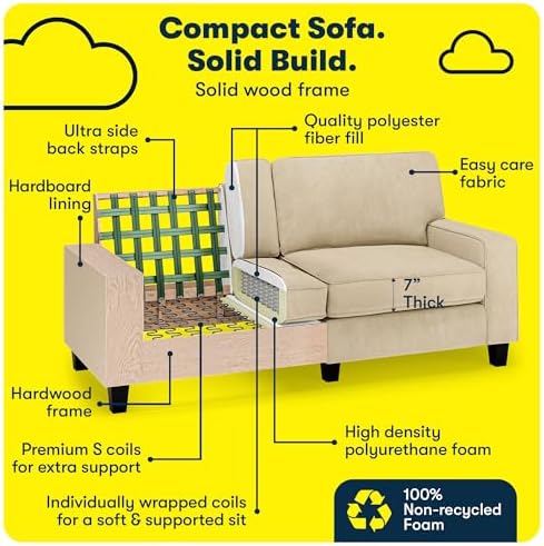 Serta Palisades 73" Track Arm Sofa, Easy Care Polyester, Soft Pillow Back - Image 5