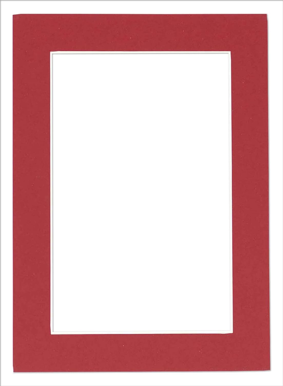 Poster Palooza 8x10 Mat Bevel Cut for 5x8 Photos - Acid Free Deep Red Precut Matboard - for Pictures, Photos, Framing - 4-ply Thickness
