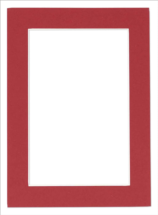 Poster Palooza 8x10 Mat Bevel Cut for 5x8 Photos - Acid Free Deep Red Precut Matboard - for Pictures, Photos, Framing - 4-ply Thickness