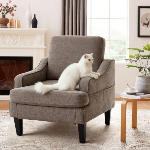 Accent Chair for Living Room, Mid-Century Arm Chair Chenille Fabric Living Room - Image 6