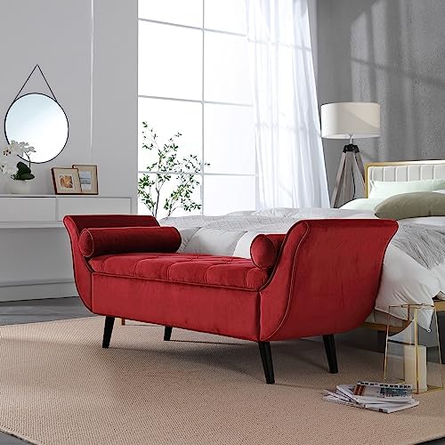Velvet Storage Bench for Bedroom, Upholstered Button Tufted Storage Ottoman - Image 4
