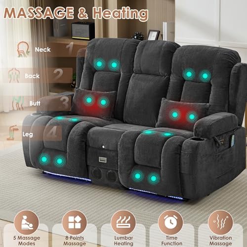 TUNYI Wall Hugger Loveseat Recliner Sofa - Image 4