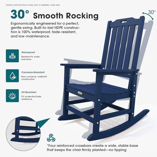 THOEOE Outdoor Rocking Chairs, Oversized Patio Rocking Chair - Image 3